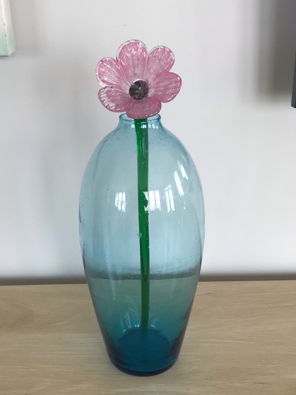 HANDBLOWN Glass Pink Flower Stem - Picture 3 of 4